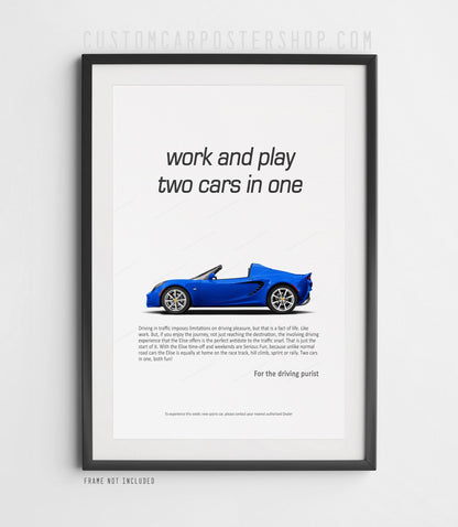 Lotus Elise Classic Print Ad - Two Cars in One