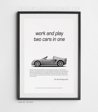 Lotus Elise Classic Print Ad - Two Cars in One