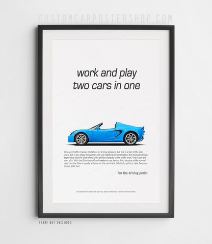 Lotus Elise Classic Print Ad - Two Cars in One