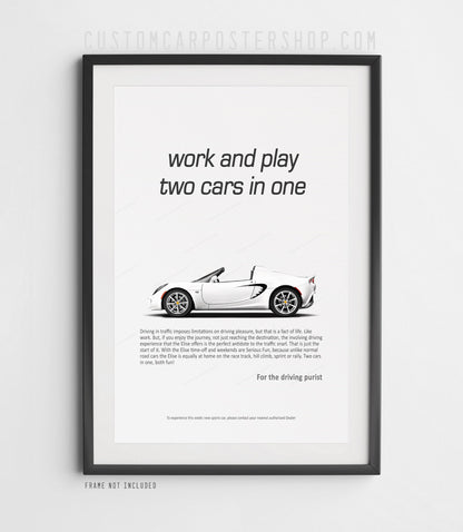 Lotus Elise Classic Print Ad - Two Cars in One