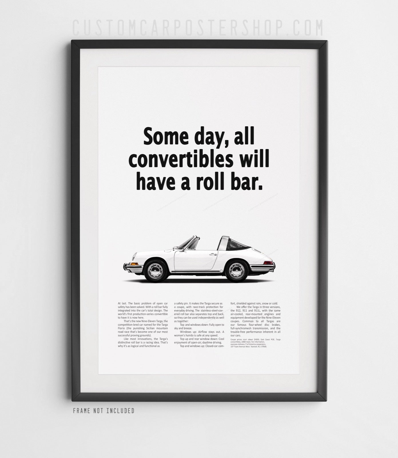 Porsche Classic 911 Targa Vintage Ad - Roll Bar