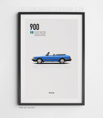 Saab 900 Cabriolet Turbo Coupe Poster