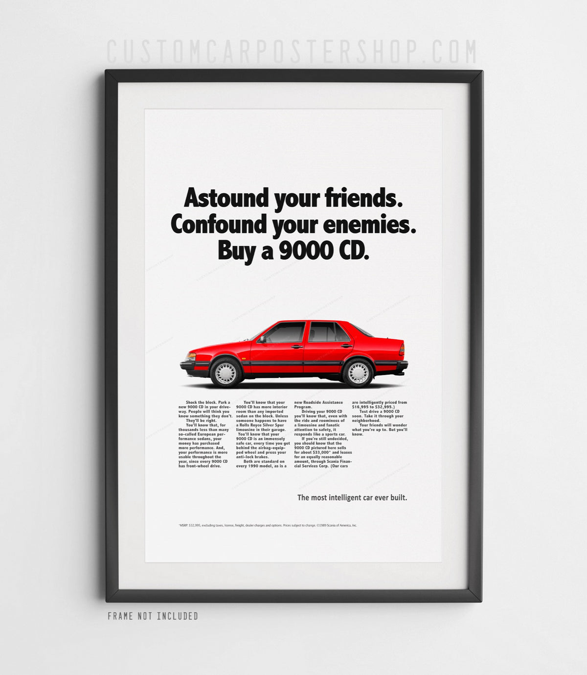 Saab 9000 CD “Astound Your Friends” remastered vintage print ad poster