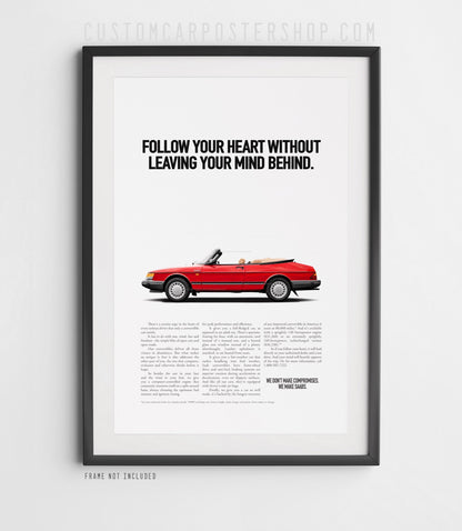 Saab 900 Turbo Cabriolet Vintage Ad - Follow Your Heart