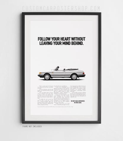 Saab 900 Turbo Cabriolet Vintage Ad - Follow Your Heart