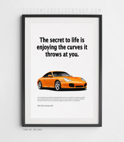 Porsche 996 Carrera 4S Remastered Print Ad - Secret to Life