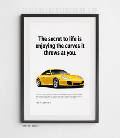 Porsche 996 Carrera 4S Remastered Print Ad - Secret to Life