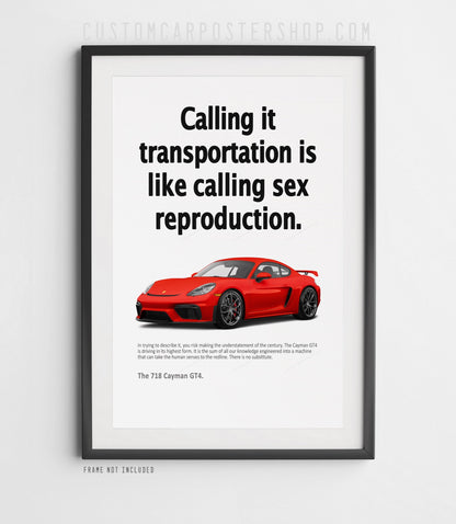 Porsche 718 Cayman GT4 Print Ad - Transportation