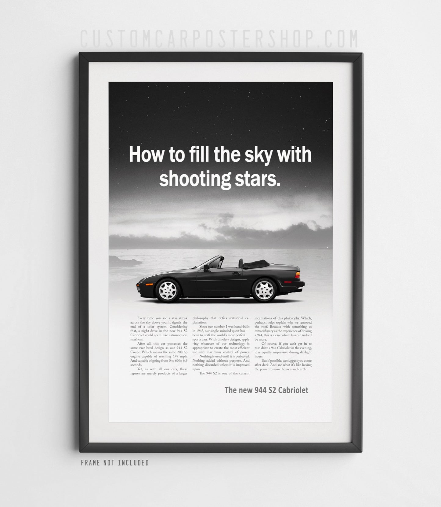 Porsche 944 S2 Cabriolet "Shooting Stars" Vintage Ad Poster Framed