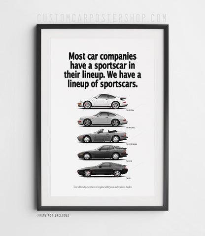 Porsche 964/944/928 Classic Print Ad - Sportscar Lineup