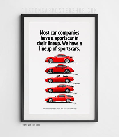 Porsche 964/944/928 Classic Print Ad - Sportscar Lineup