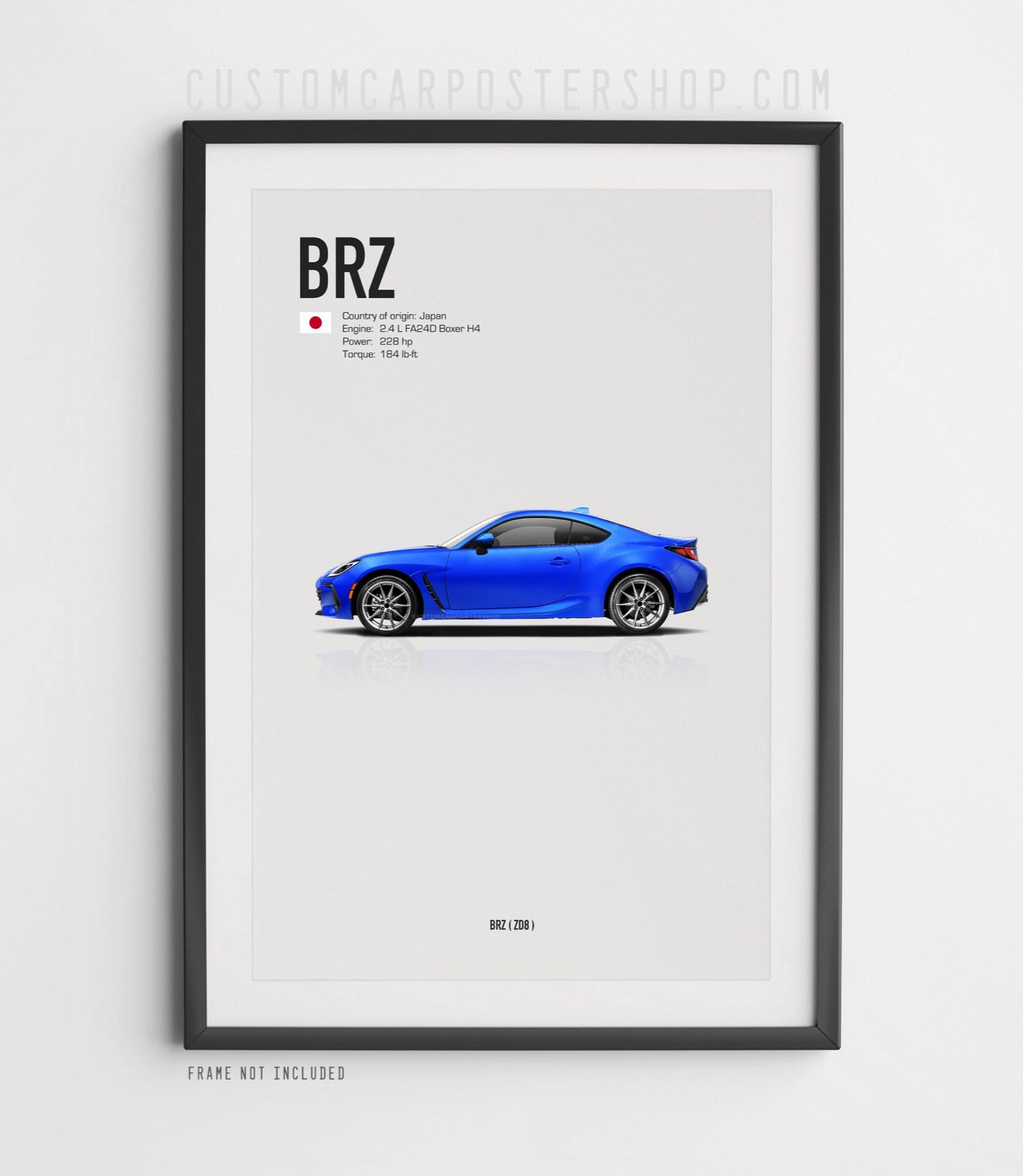 Blue 2nd Generation Subaru BRZ (ZD8) Poster Art