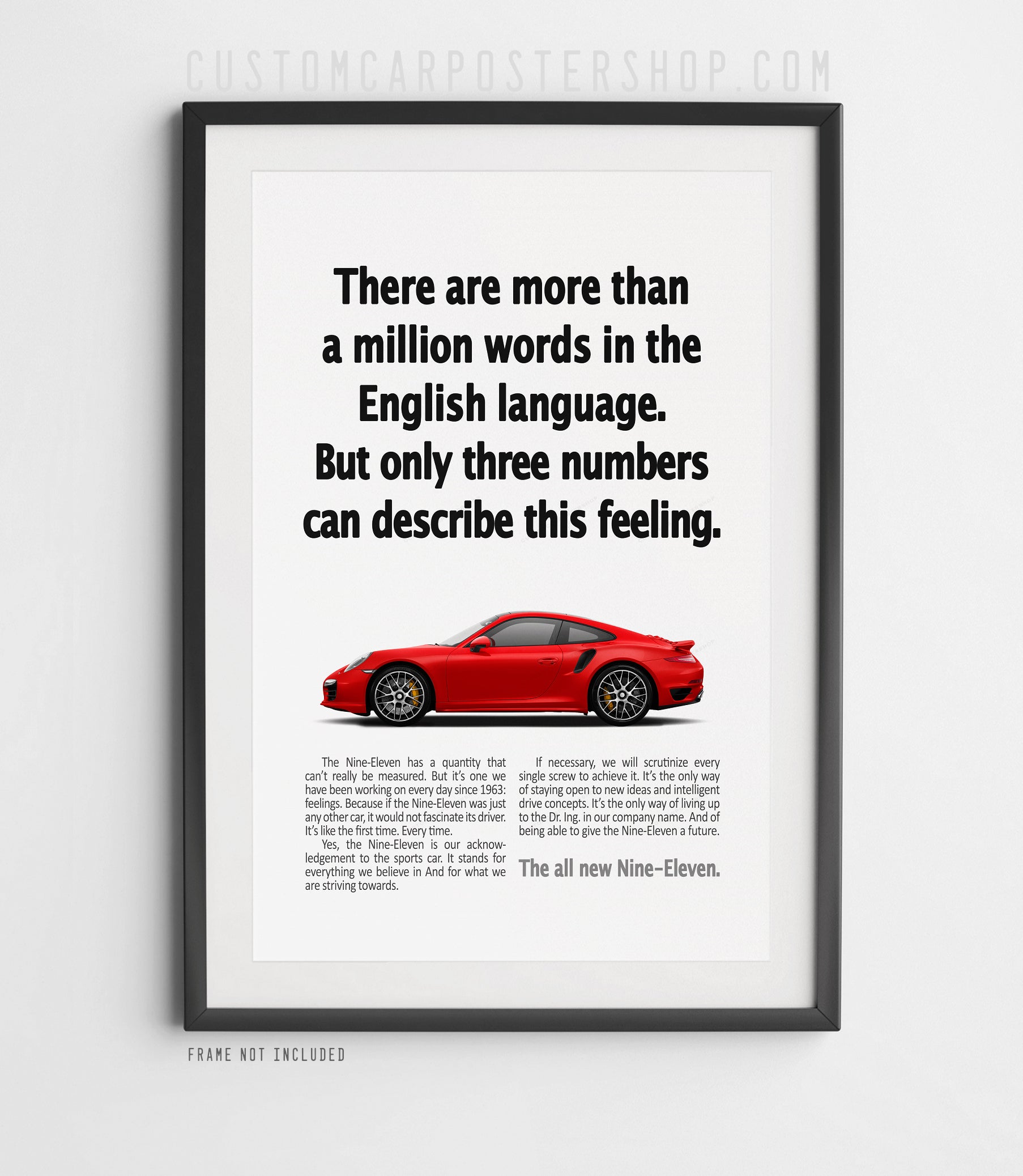 Porsche 991.1 Turbo Vintage Ad - The Three Numbers Poster in a frame