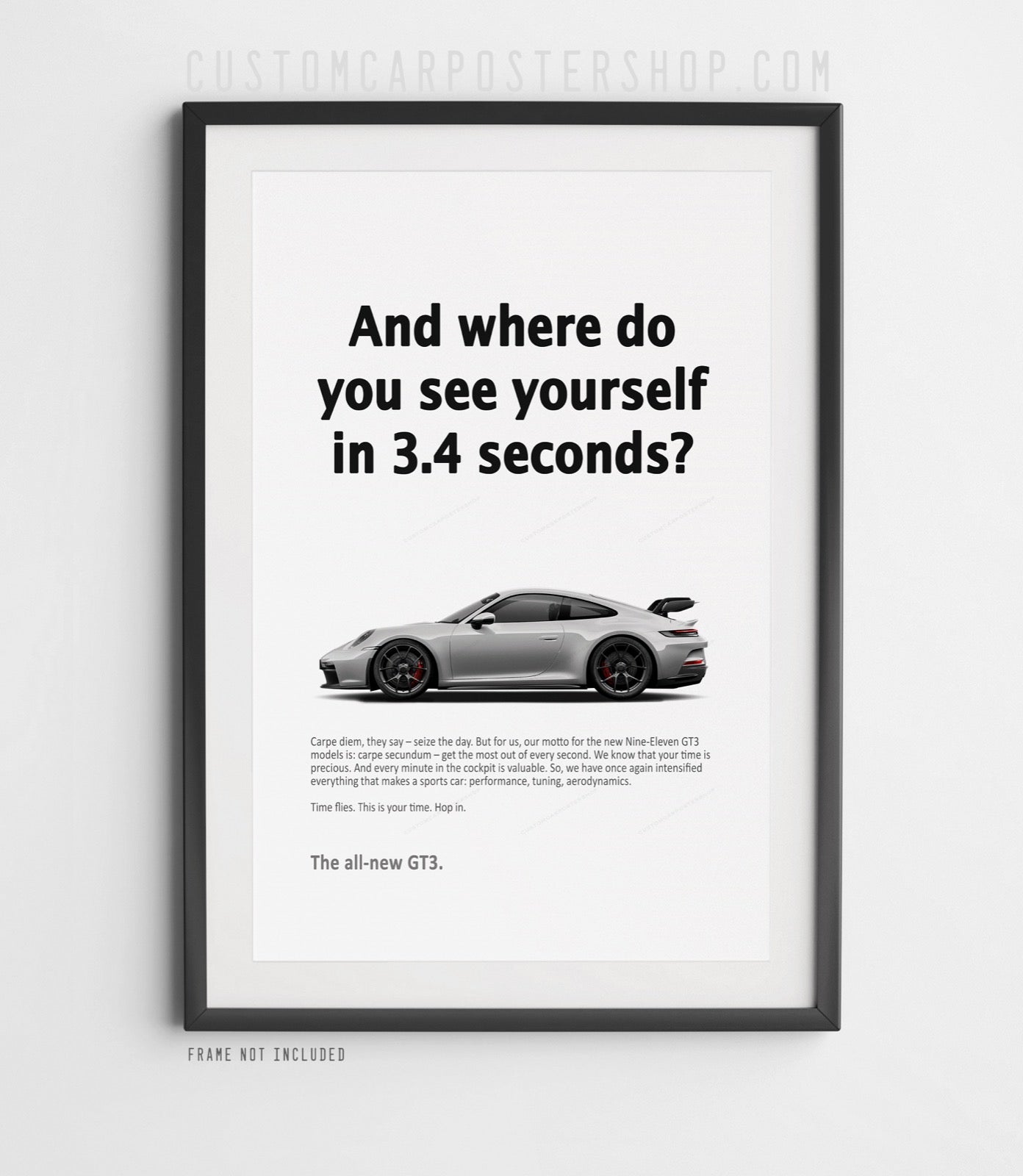 Porsche 911 GT3 (992) Vintage Ad - Precious Time Poster in a frame