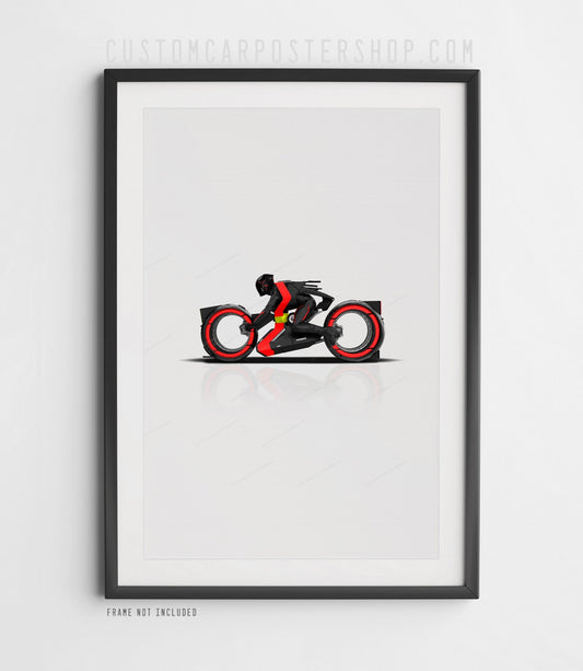 Ares Light Cycle futuristic motorcycle art print in a minimalist side-profile design