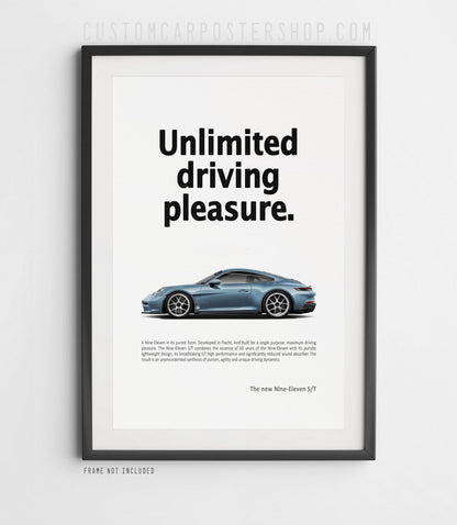 Porsche 911 S/T (992) Print Ad - Unlimited Driving Pleasure