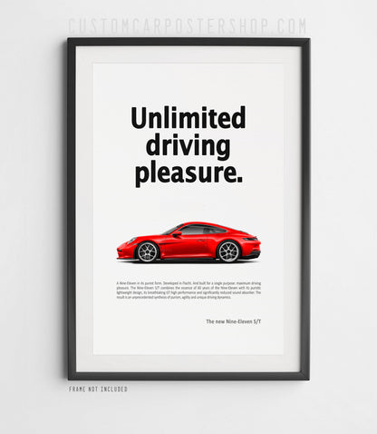 Porsche 911 S/T (992) Print Ad - Unlimited Driving Pleasure