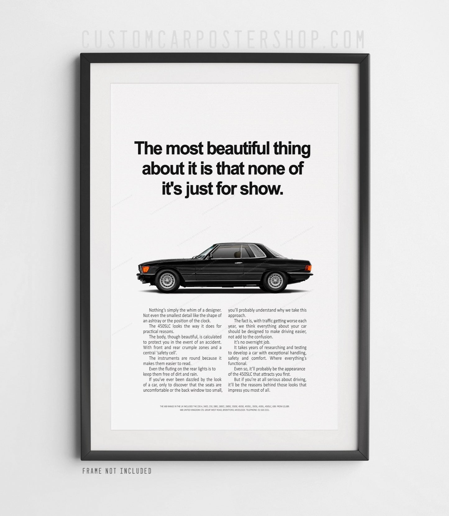 Mercedes-Benz 450SLC (C107) Remastered Print Ad - Not Just for Show