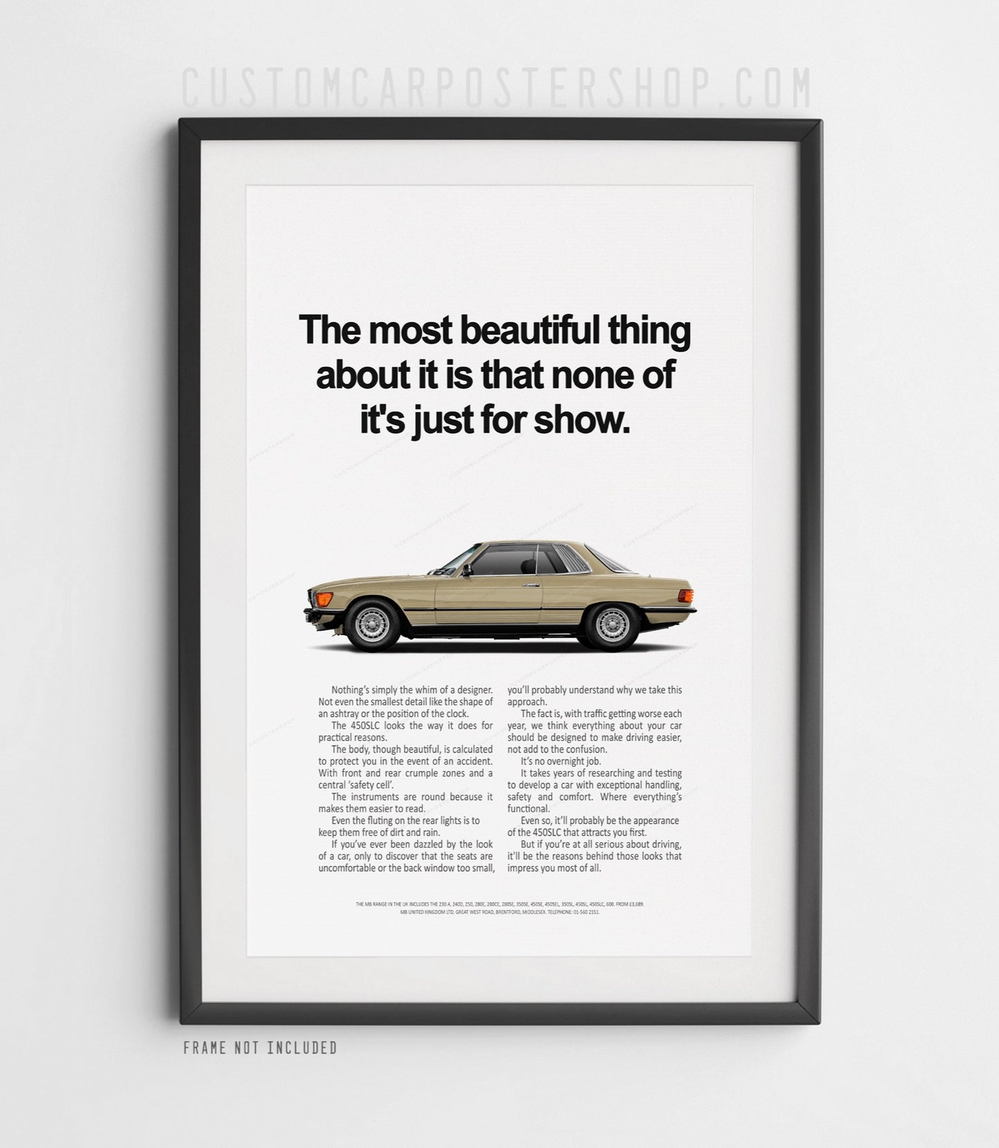 Mercedes-Benz 450SLC (C107) Remastered Print Ad - Not Just for Show