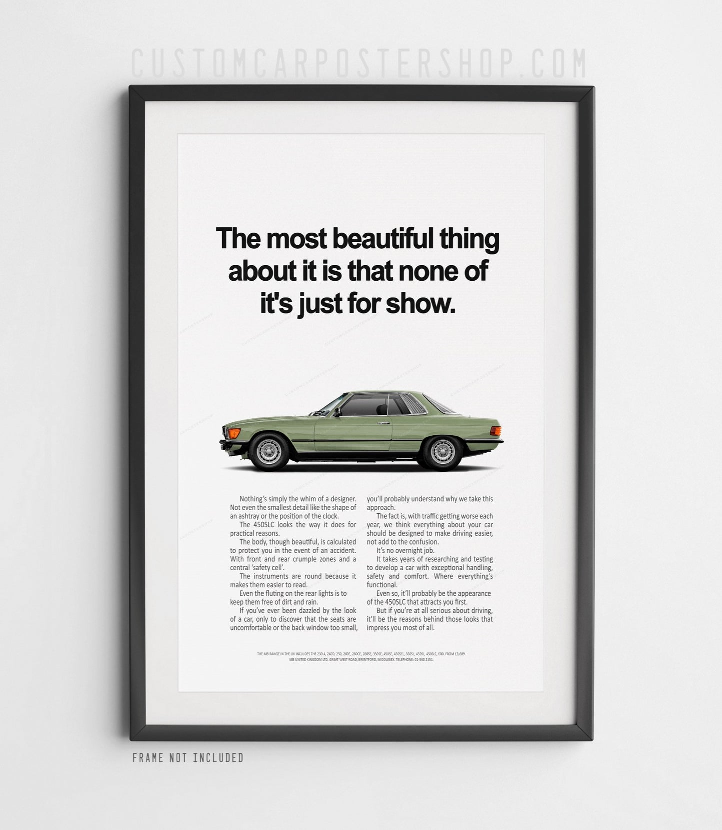 Mercedes-Benz 450SLC (C107) Remastered Print Ad - Not Just for Show