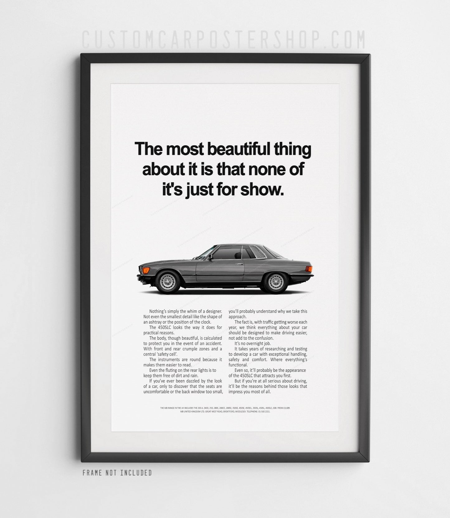 Mercedes-Benz 450SLC (C107) Remastered Print Ad - Not Just for Show