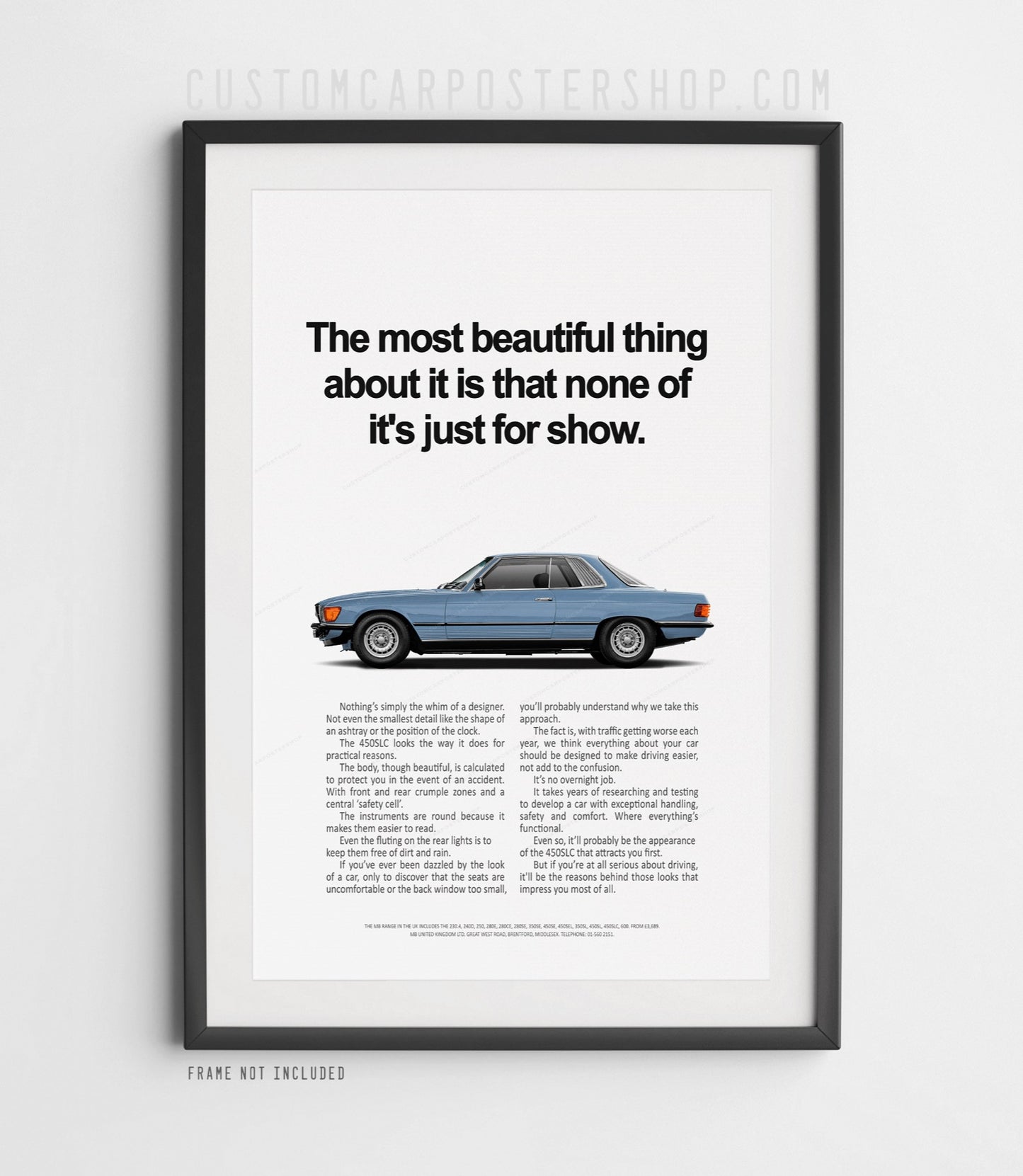 Mercedes-Benz 450SLC (C107) Remastered Print Ad - Not Just for Show