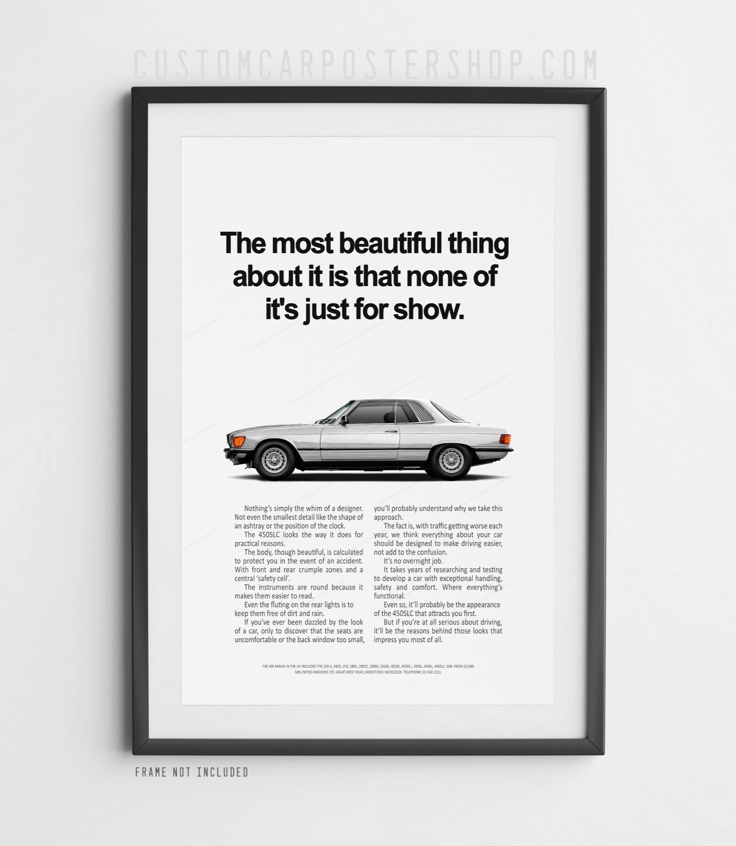 Mercedes-Benz 450SLC (C107) Remastered Print Ad - Not Just for Show