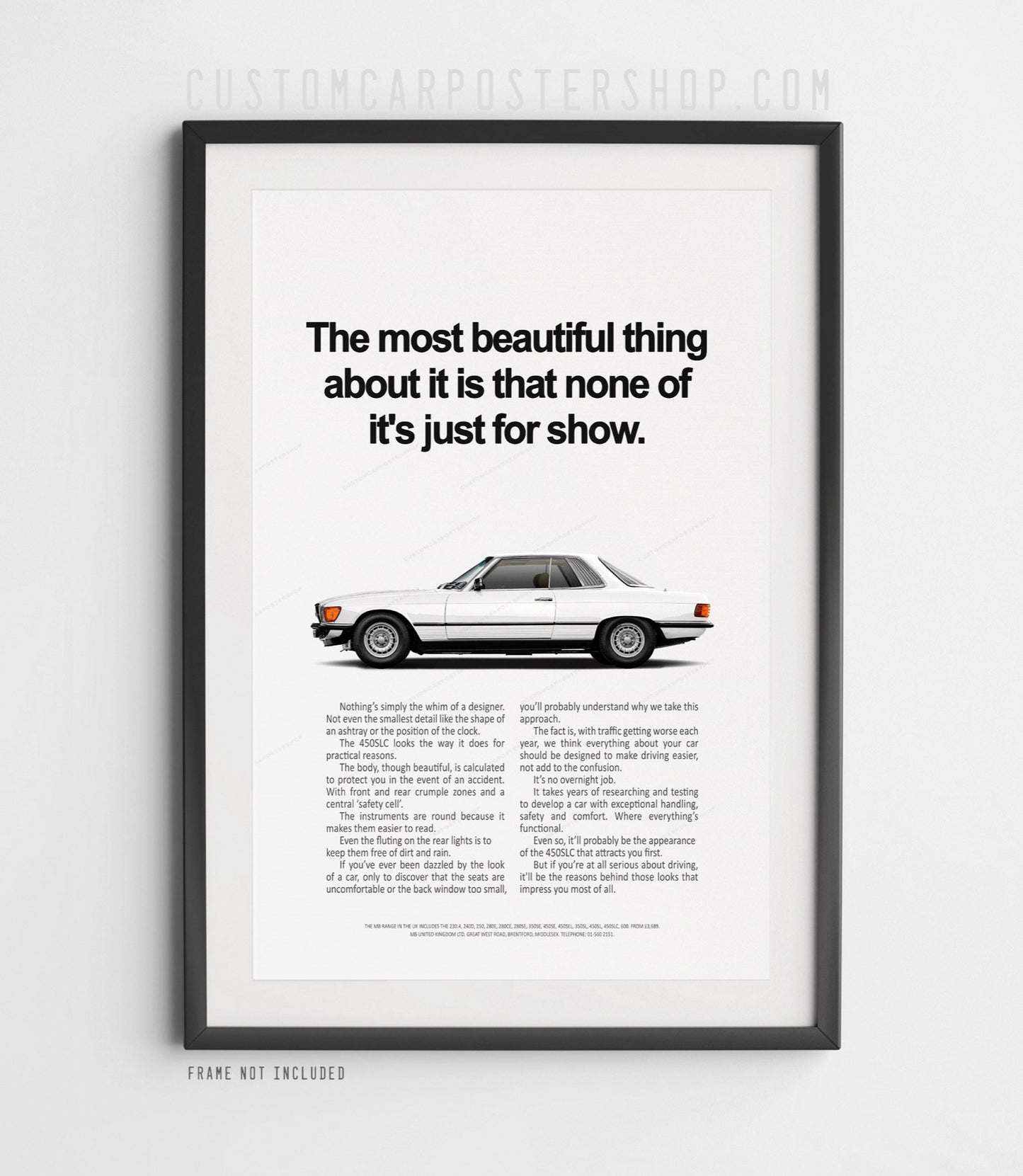 Mercedes-Benz 450SLC (C107) Remastered Print Ad - Not Just for Show