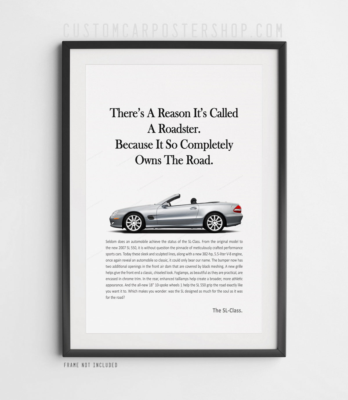 Mercedes-Benz SL550 R230 roadster remastered print ad poster in silver
