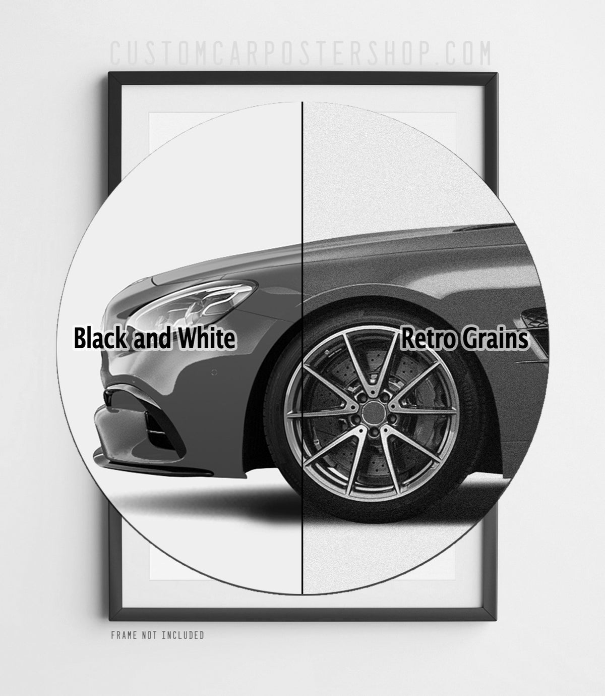 Black-and-white version of the remastered Mercedes-Benz SL 63 AMG “Racing History” print advertisement poster featuring an R231 roadster.