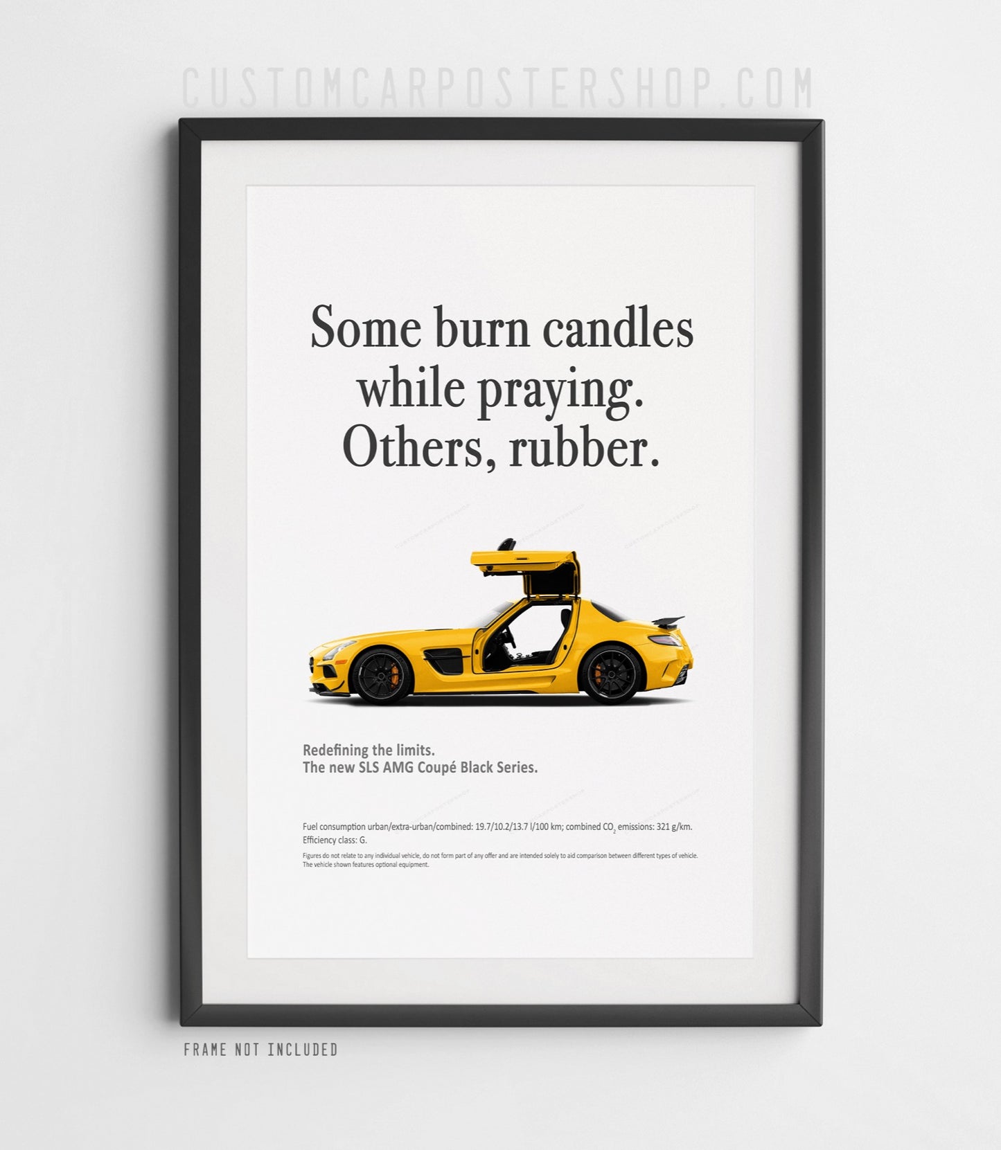 Yellow SLS AMG Black Series Print Ad Poster Art - Burn Rubber