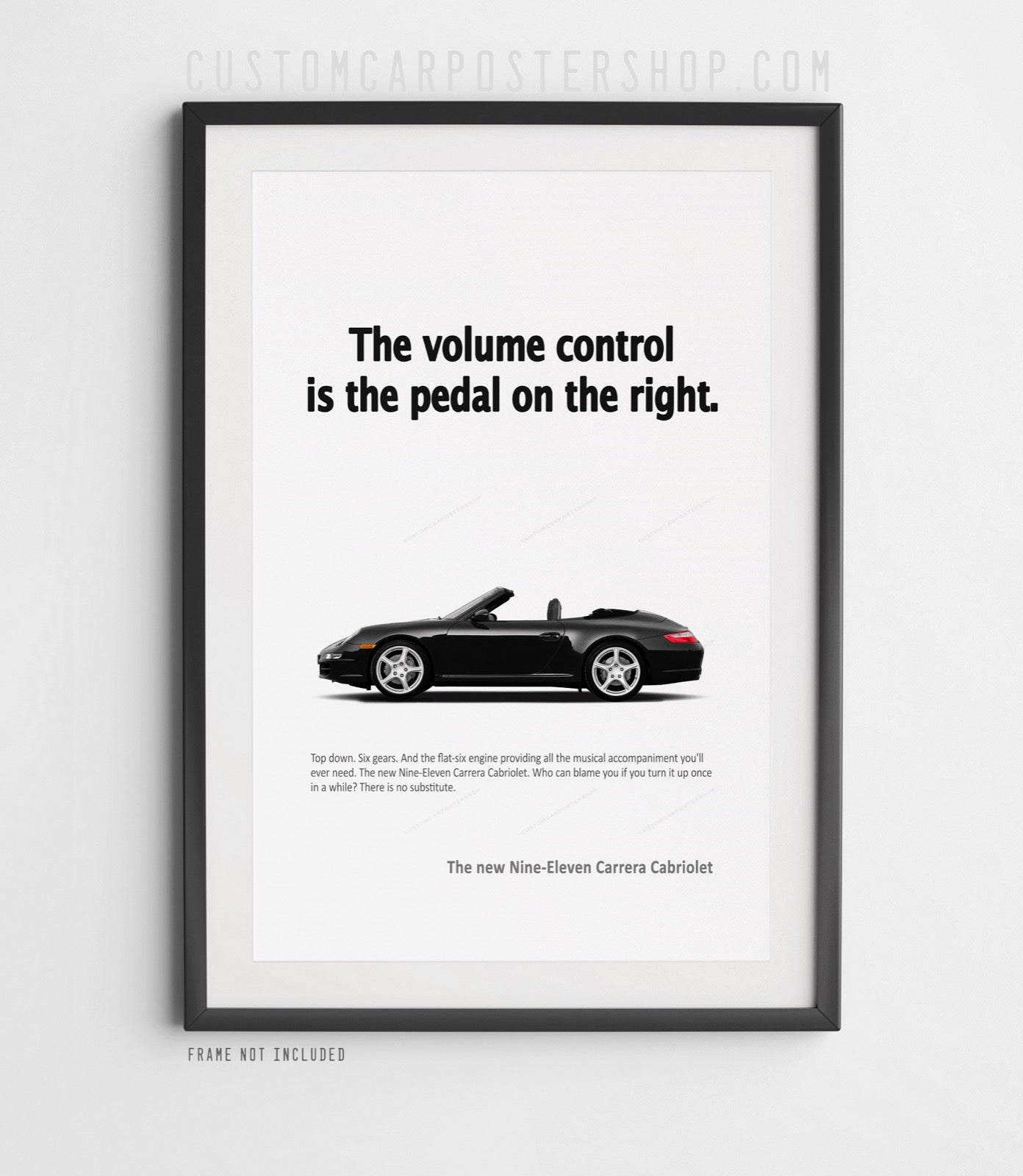 Porsche 997 Cabriolet Vintage Ad - Volume Control Poster in a frame