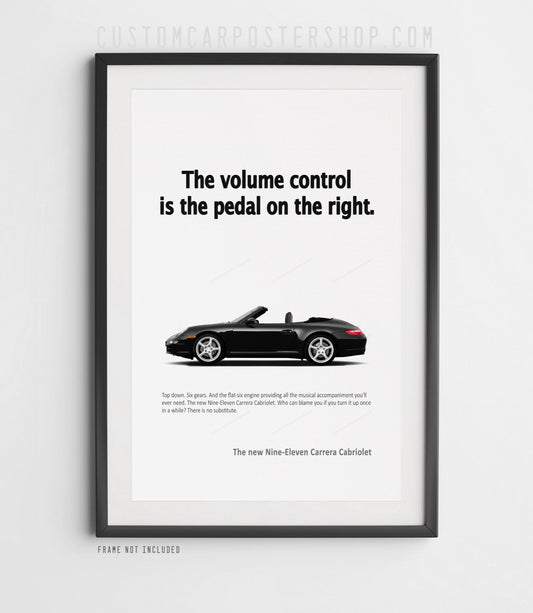 Porsche 997 Cabriolet Vintage Ad - Volume Control Poster in a frame