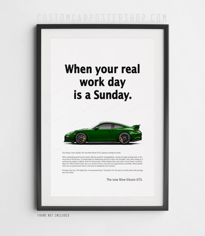 Porsche 911 GT3 (991.1) Print Ad Poster - Workday