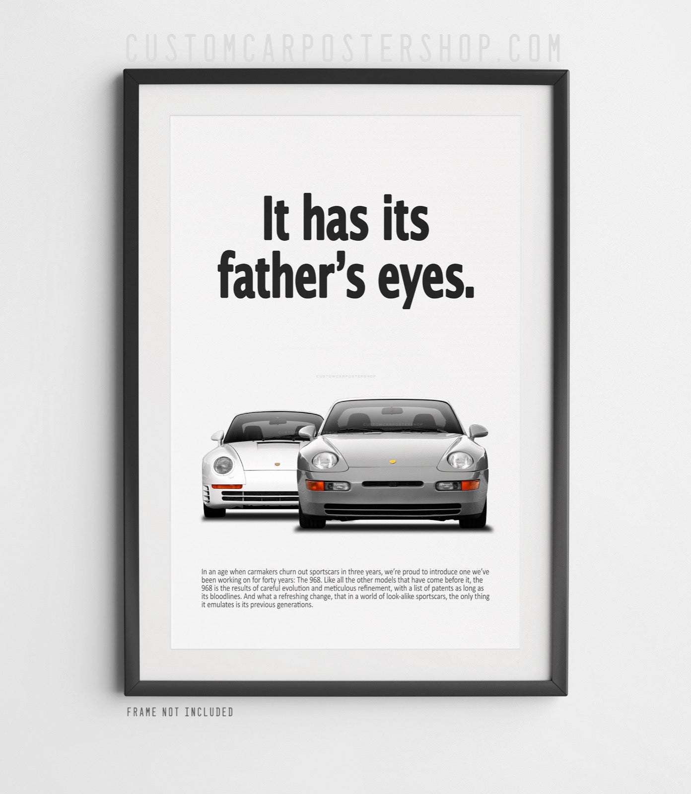 Porsche 968 and 959 Retro Print Ad Poster Reproduction framed.